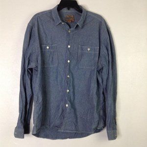 Pronto Uomo Button-Up Shirt Men Size XL Blue Denim Slim Fit Long Sleeve Collared